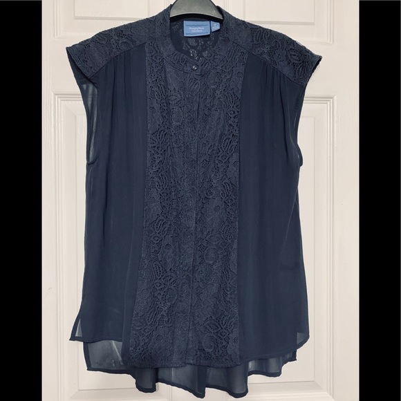 Simply Vera Vera Wang Tops - Simply Vera Vera Wang blue sheer lace blouse sz M